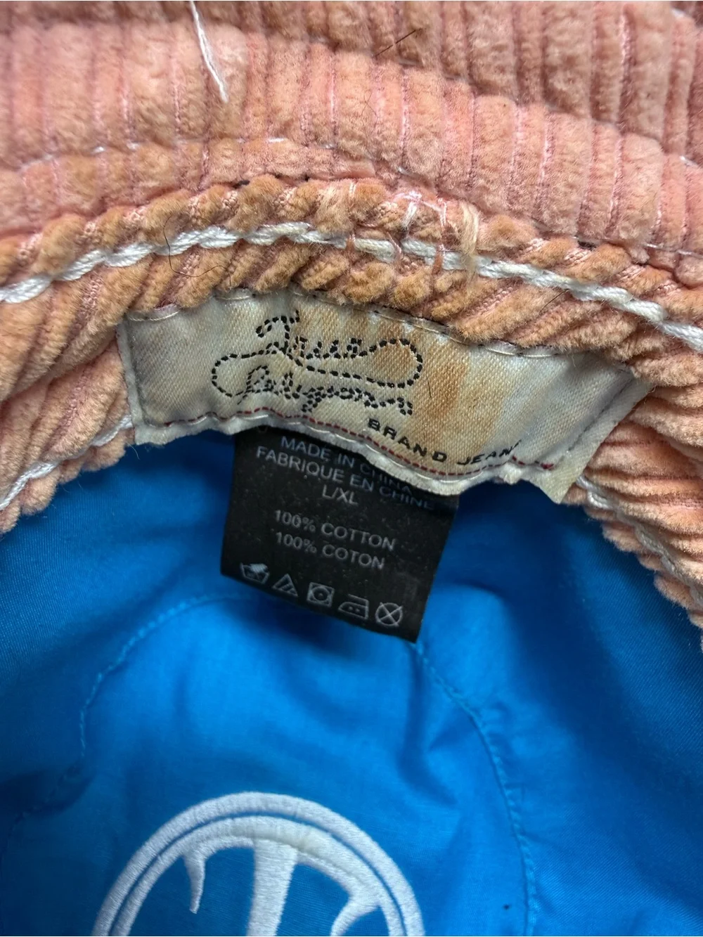 True Religion Corduroy Striped Bucket Hat Peach Brown Men L/XL
